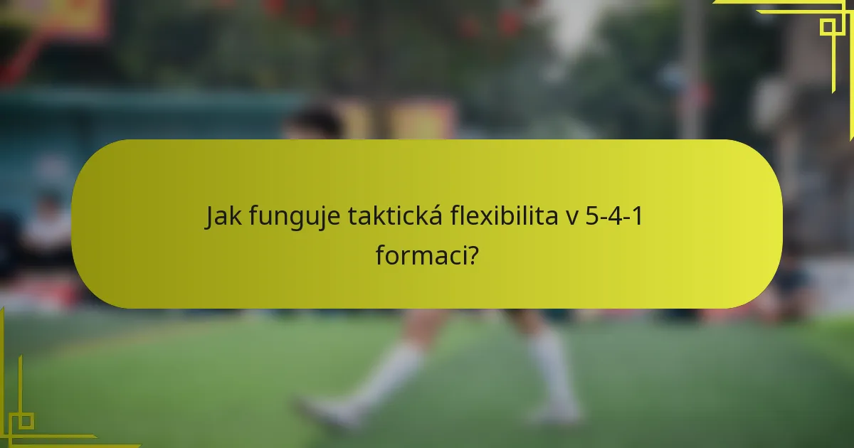 Jak funguje taktická flexibilita v 5-4-1 formaci?