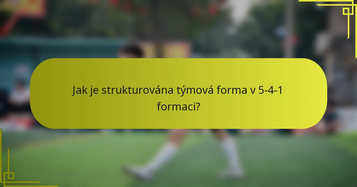 Jak je strukturována týmová forma v 5-4-1 formaci?