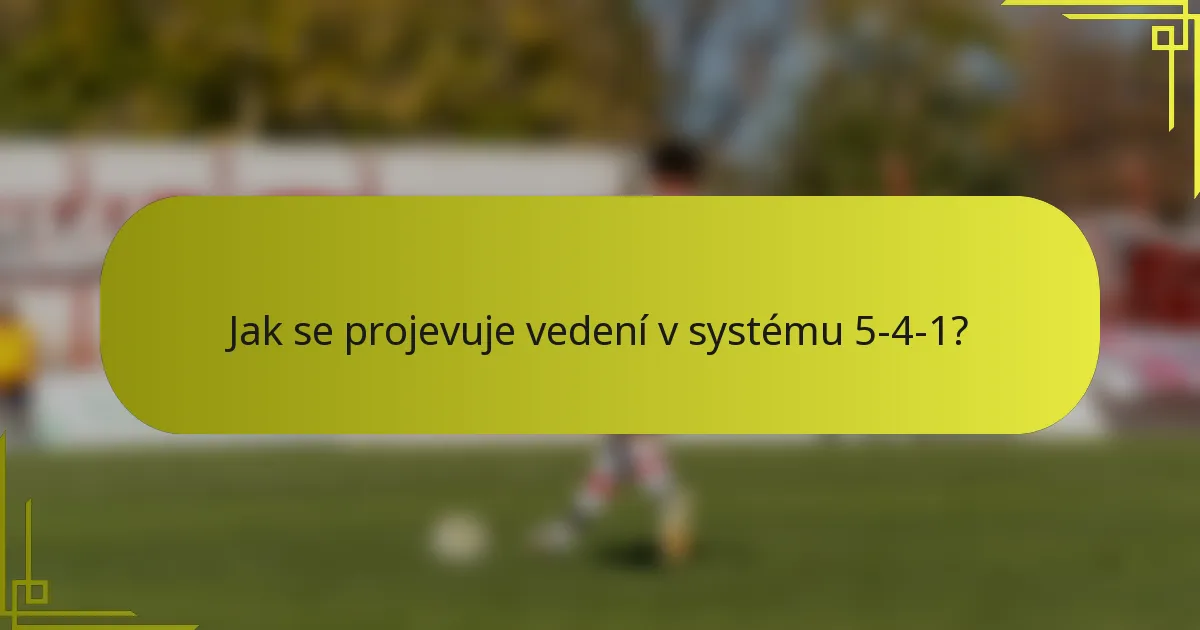 Jak se projevuje vedení v systému 5-4-1?