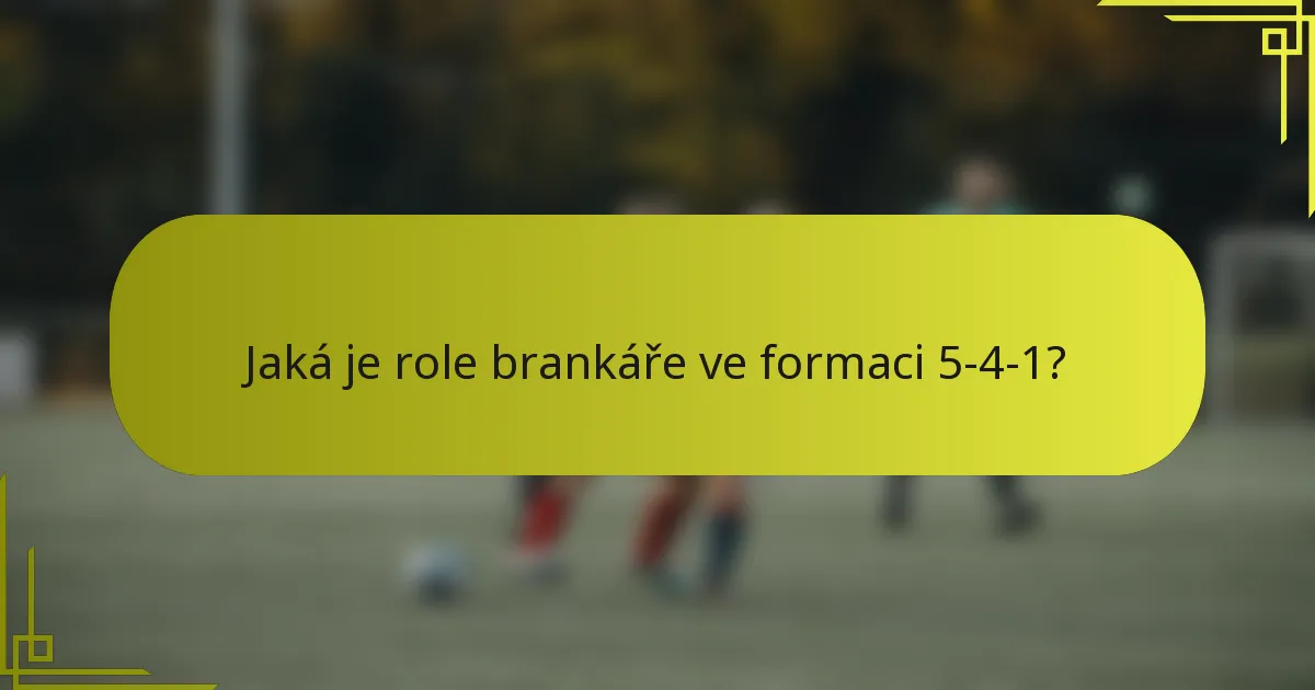 Jaká je role brankáře ve formaci 5-4-1?